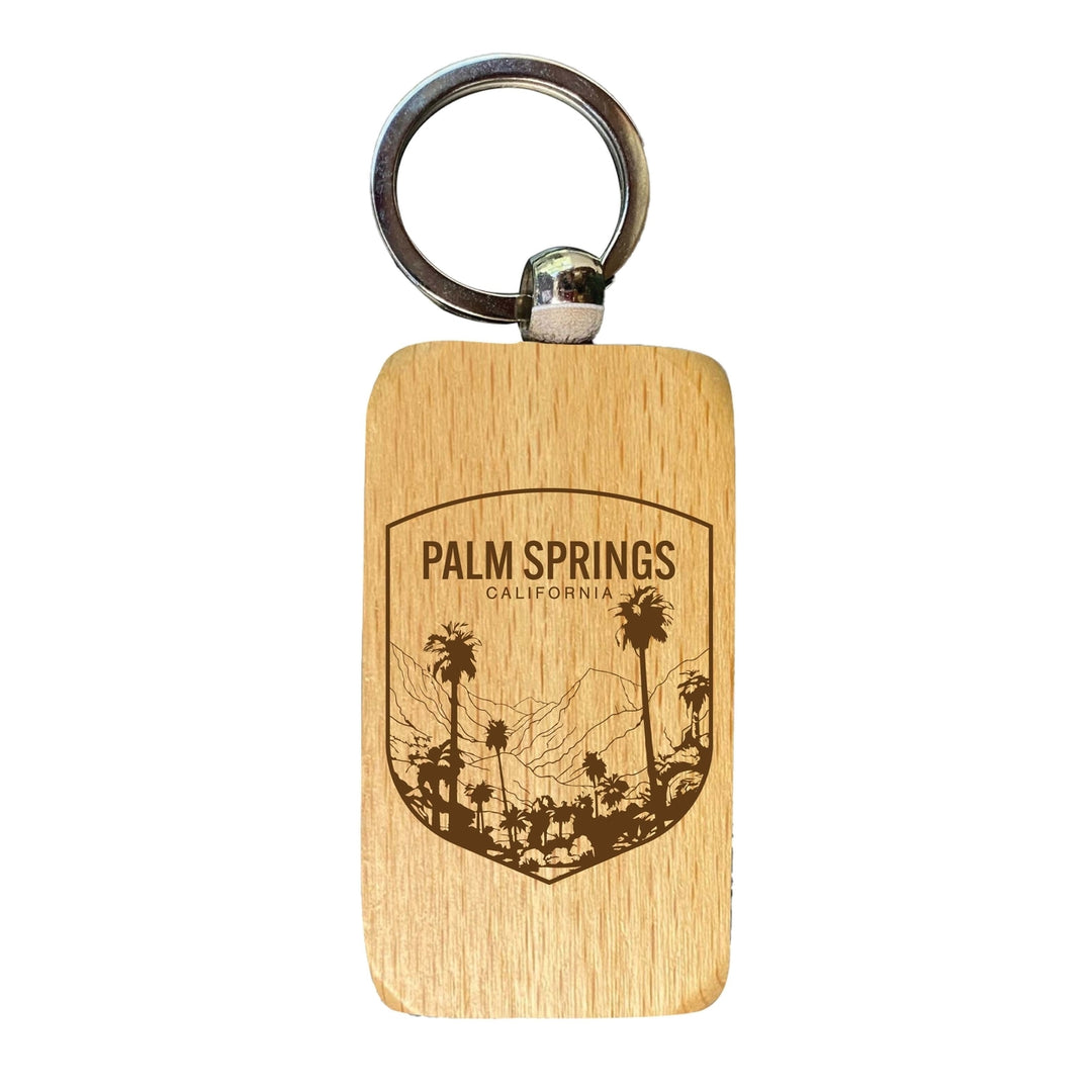 Palm Springs California Souvenir 2.5x1-Inch Souvenir Engraved Wooden Keychain Image 1