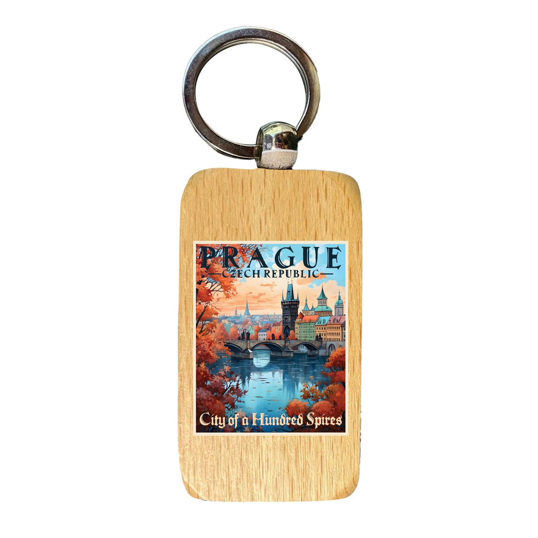 Prague Czech Republic Design A Souvenir 2.5x1-Inch Souvenir Wooden Keychain Image 1