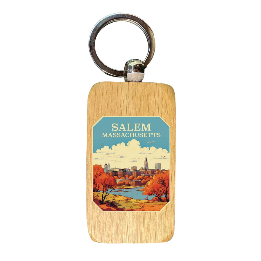 Salem Massachusettes Design A Souvenir 2.5x1-Inch Souvenir Wooden Keychain Image 1