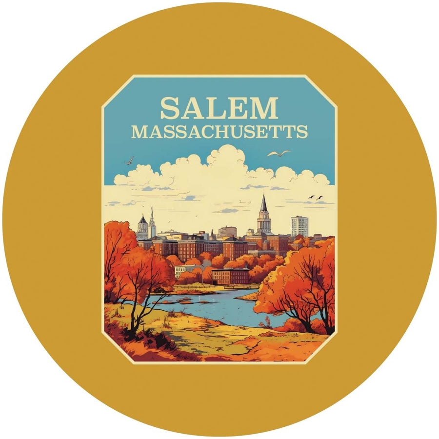 Salem Massachusettes Design A Souvenir Round Fridge Magnet Image 1