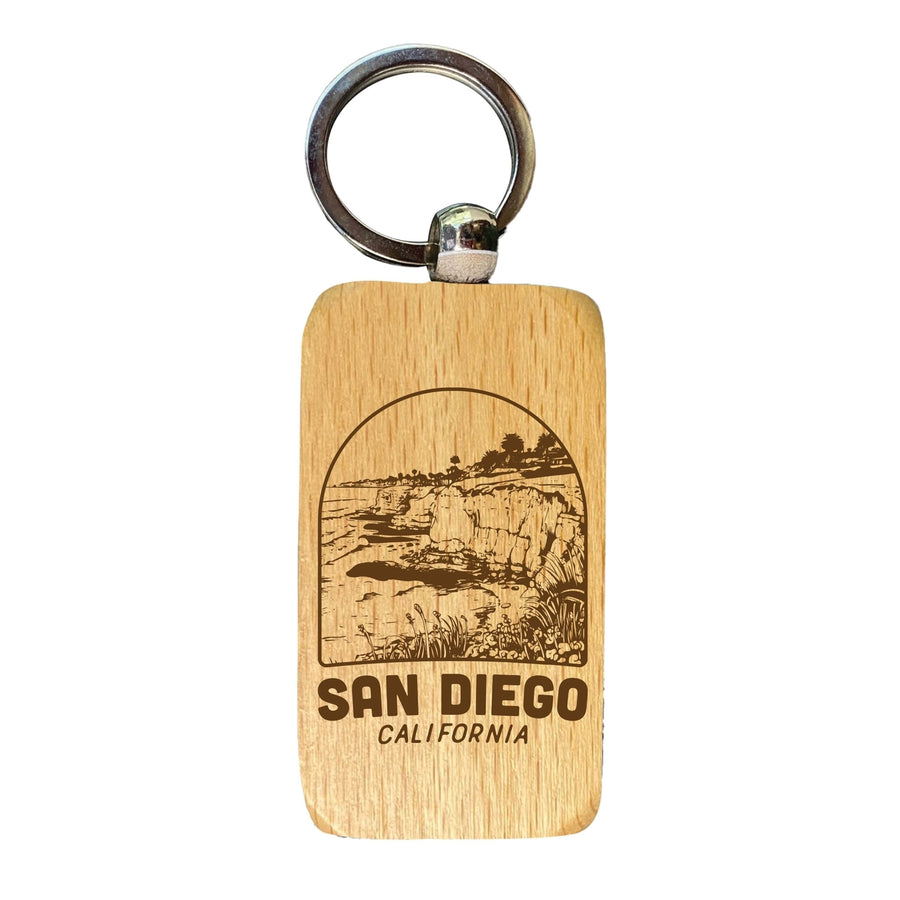 San Diego California Souvenir 2.5x1-Inch Souvenir Engraved Wooden Keychain Image 1