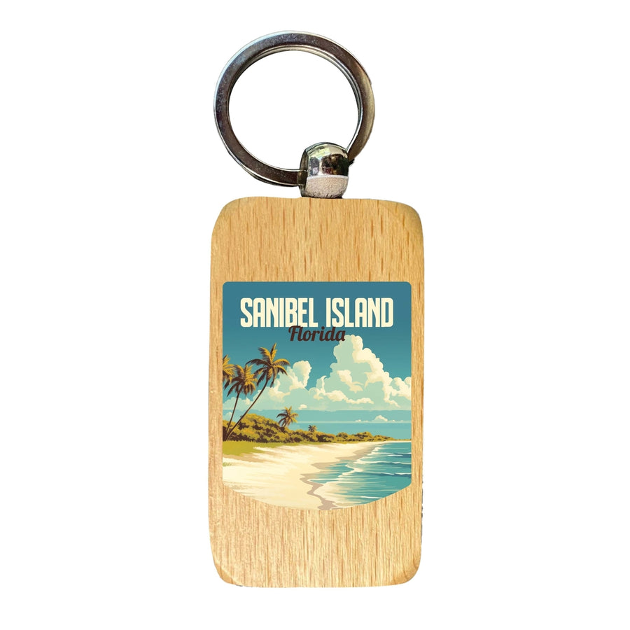 Sanibel Island Design A Souvenir 2.5x1-Inch Souvenir Wooden Keychain Image 1