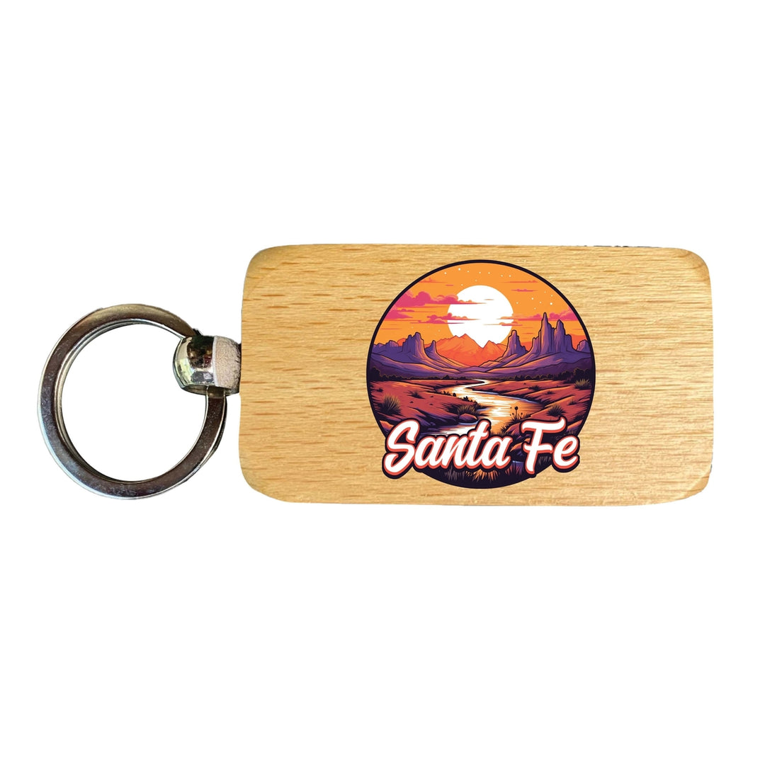 Santa Fe Mexico Design B Souvenir 2.5x1-Inch Souvenir Wooden Keychain Image 1