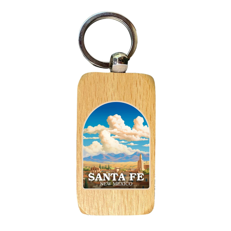 Santa Fe Mexico Design A Souvenir 2.5x1-Inch Souvenir Wooden Keychain Image 1