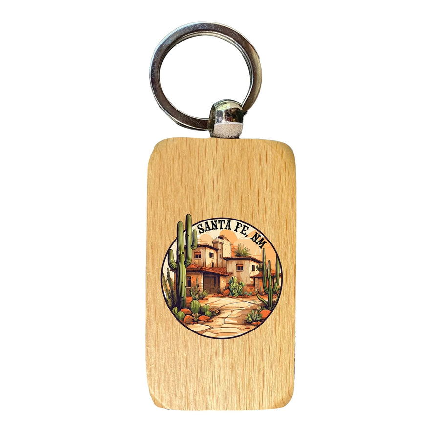 Santa Fe Mexico Design D Souvenir 2.5x1-Inch Souvenir Wooden Keychain Image 1