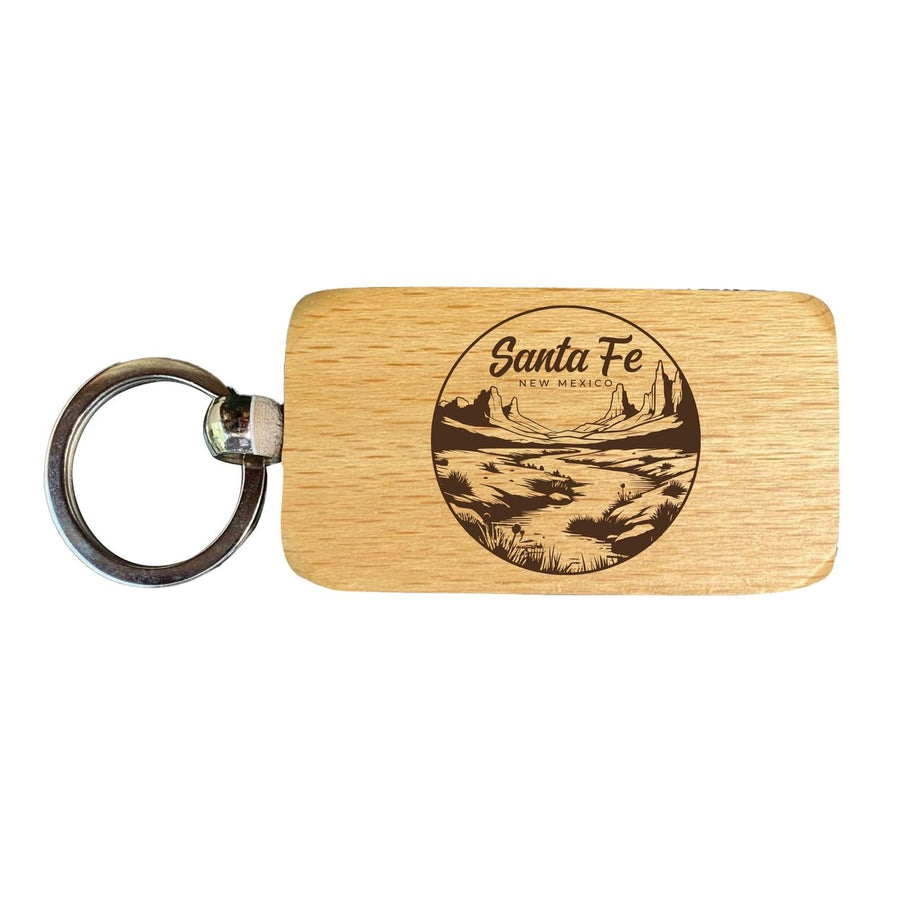 Santa Fe Mexico Souvenir 2.5x1-Inch Souvenir Engraved Wooden Keychain Image 1