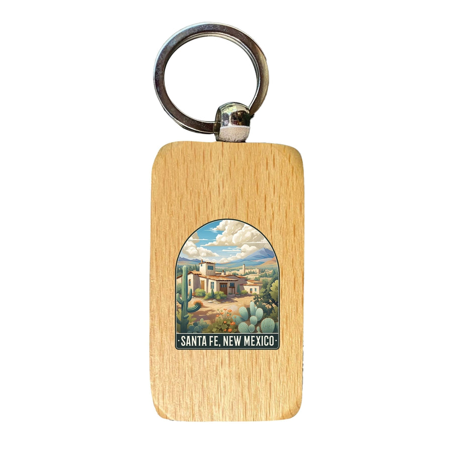 Santa Fe Mexico Design C Souvenir 2.5x1-Inch Souvenir Wooden Keychain Image 1