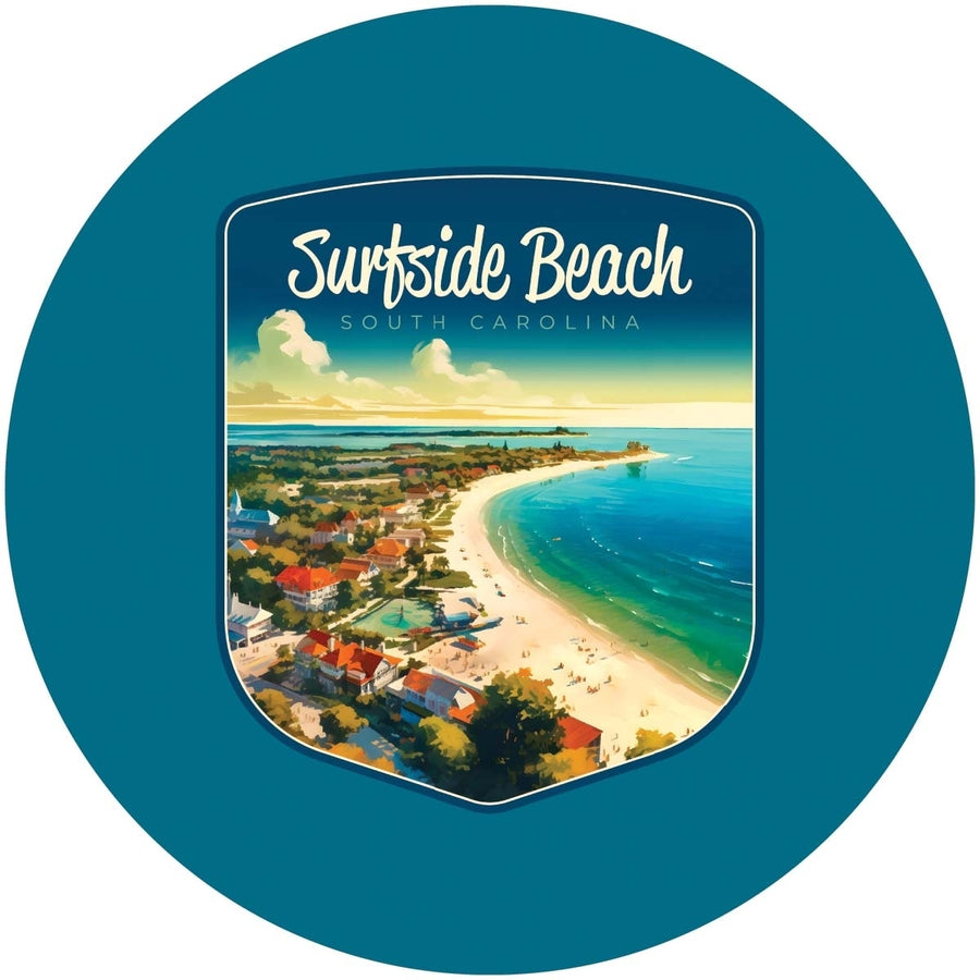Surfside Beach South Carolina Design A Souvenir Round Fridge Magnet Image 1