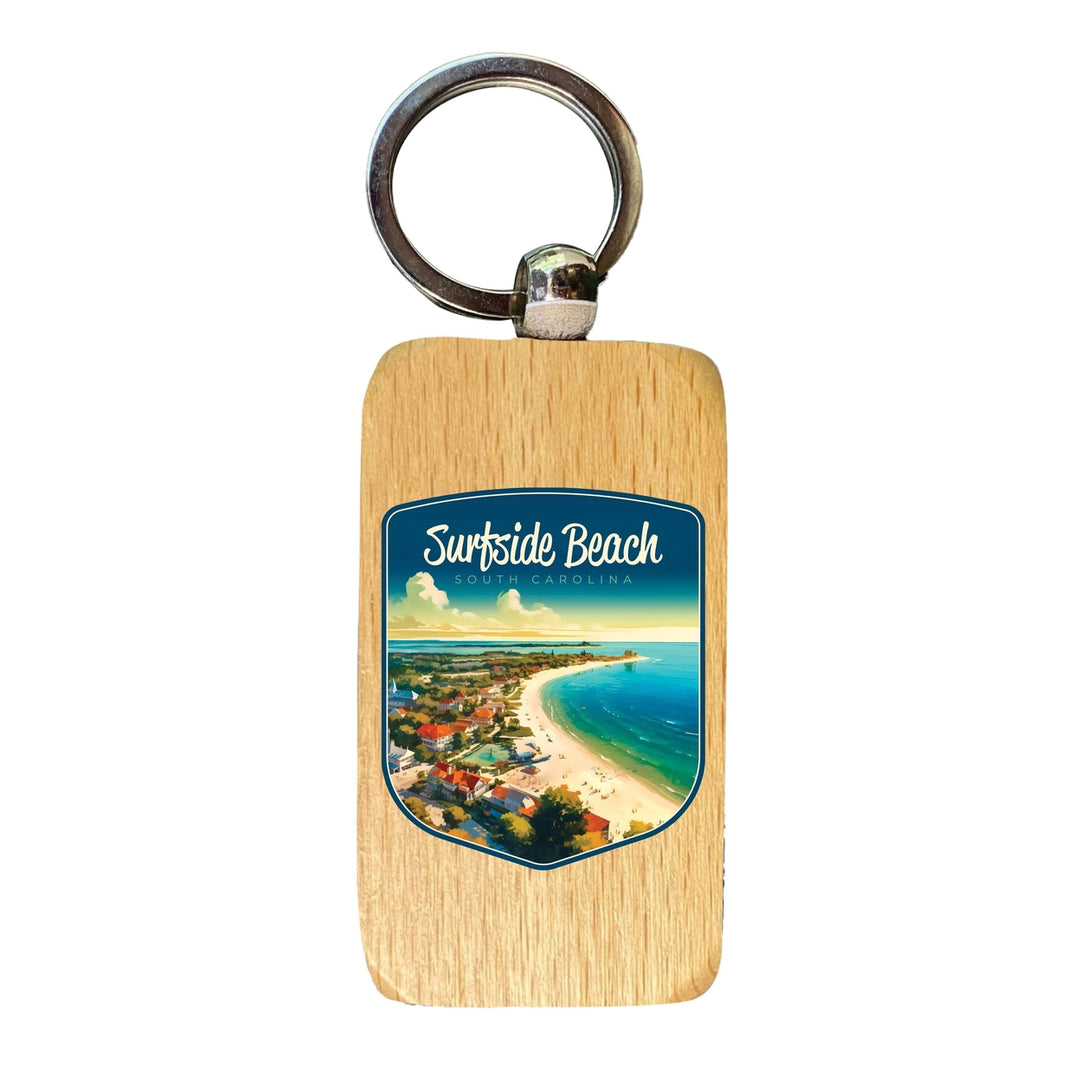 Surfside Beach South Carolina Design A Souvenir 2.5x1-Inch Souvenir Wooden Keychain Image 1