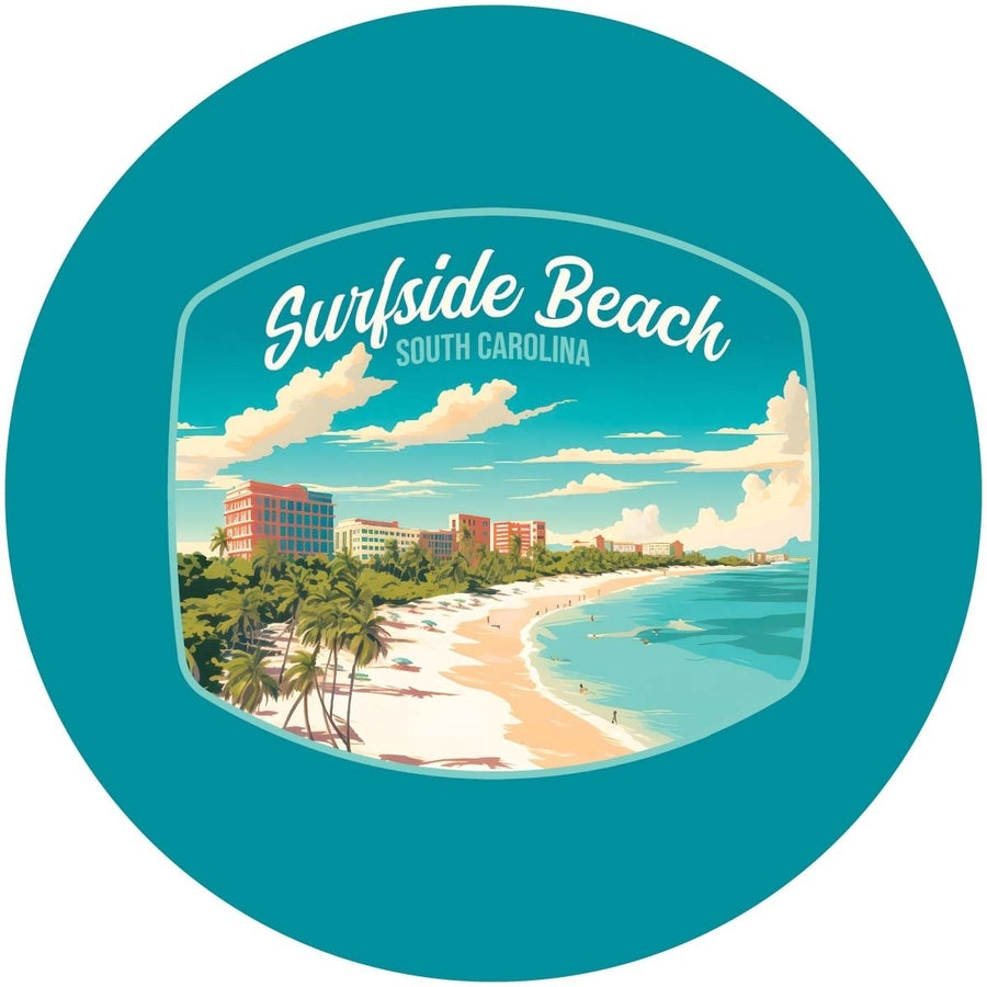 Surfside Beach South Carolina Design B Souvenir Round Fridge Magnet Image 1