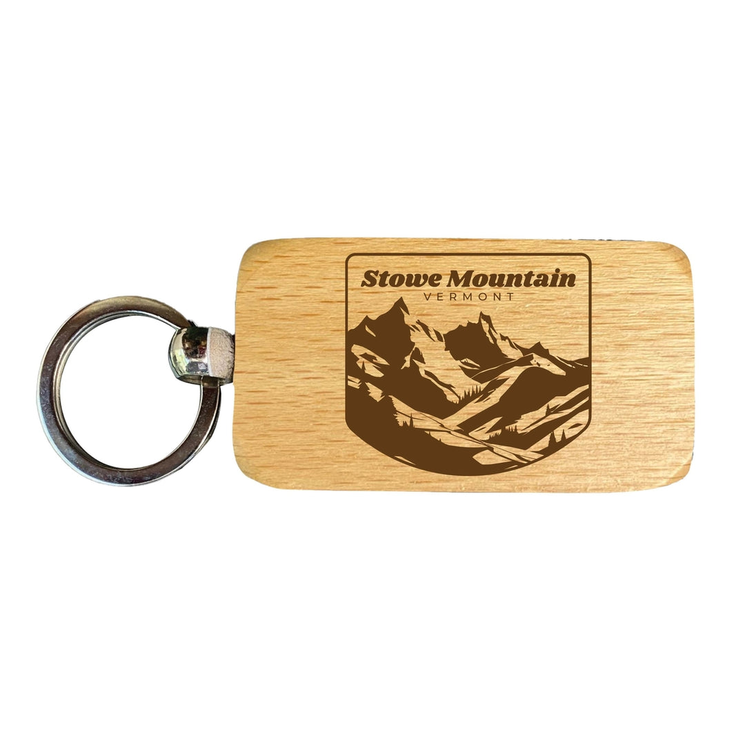 Stowe Mountain Vermont Souvenir 2.5x1-Inch Souvenir Engraved Wooden Keychain Image 1