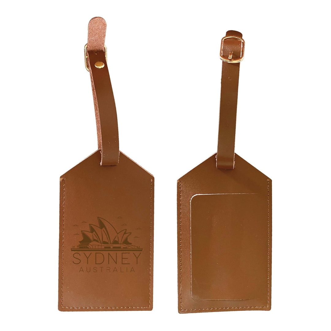 Sydney Australia Souvenir Engraved Leather Luggage Tag Image 1