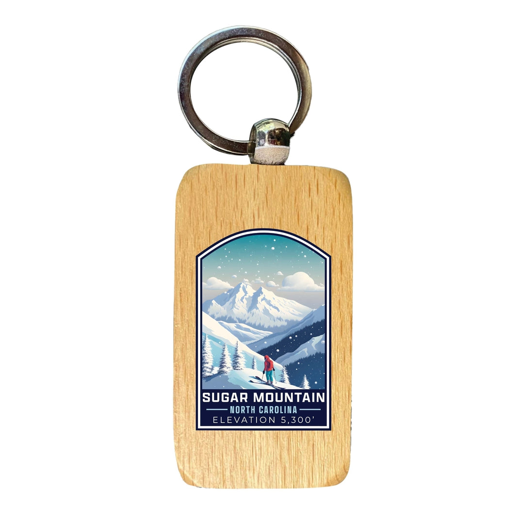 Sugar Mountain North Carolina Design B Souvenir 2.5x1-Inch Souvenir Wooden Keychain Image 1