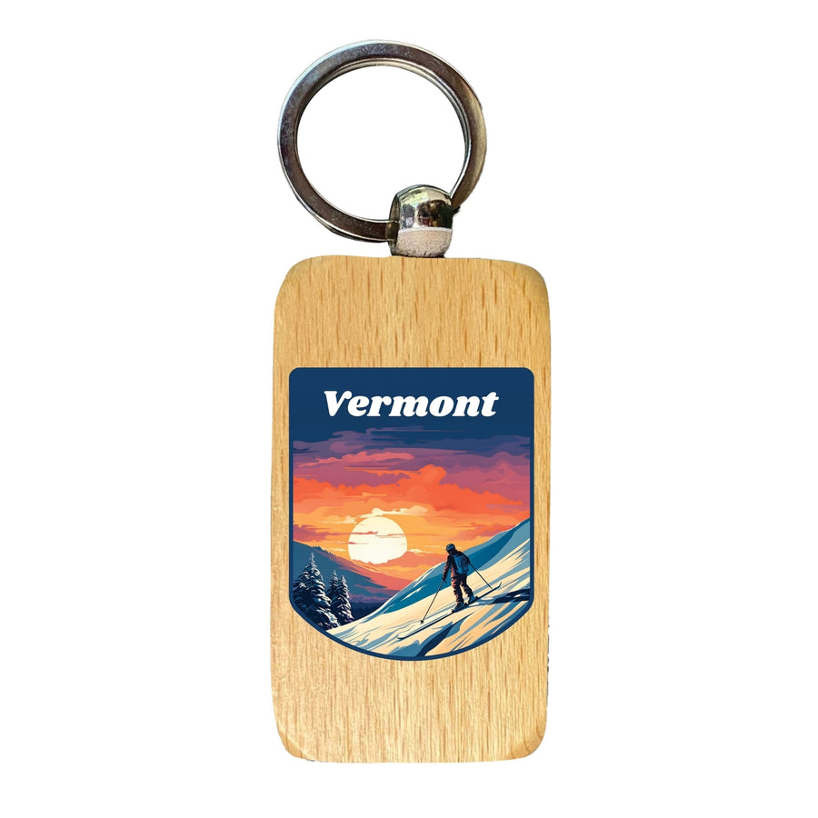 Vermont Design B Souvenir 2.5x1-Inch Souvenir Wooden Keychain Image 1