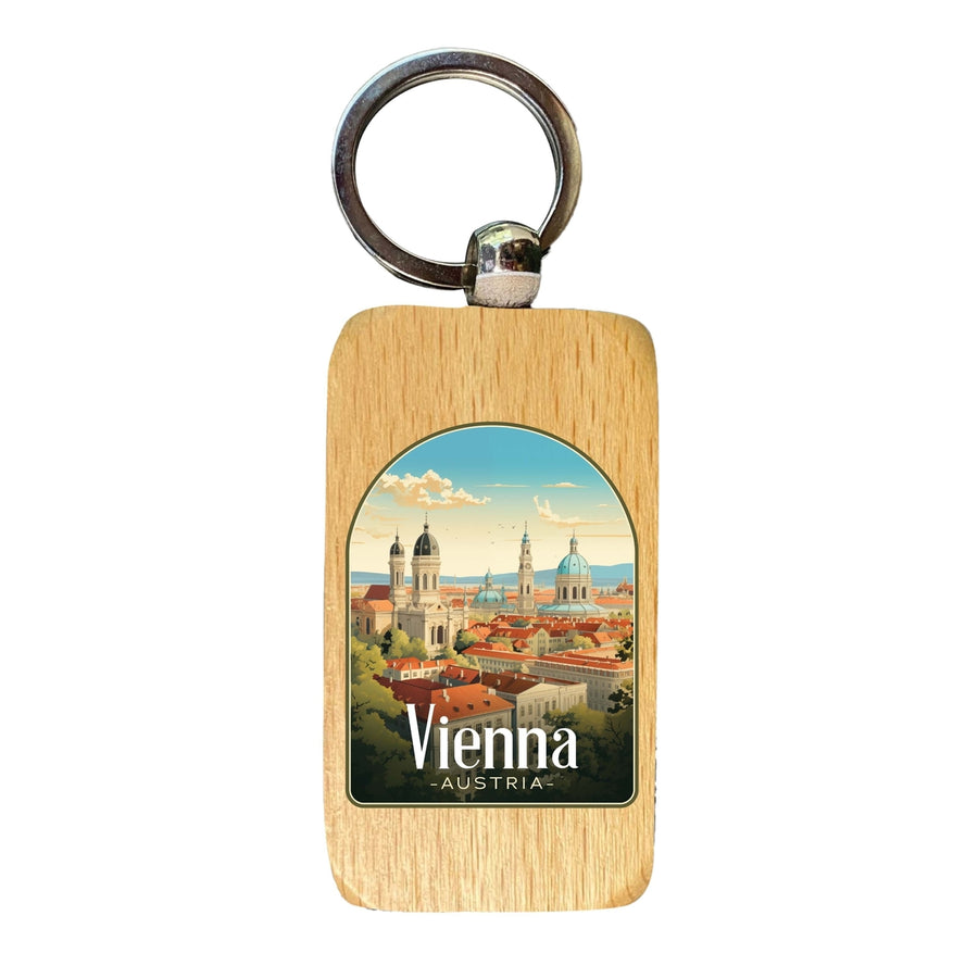 Vienna Austria Design A Souvenir 2.5x1-Inch Souvenir Wooden Keychain Image 1