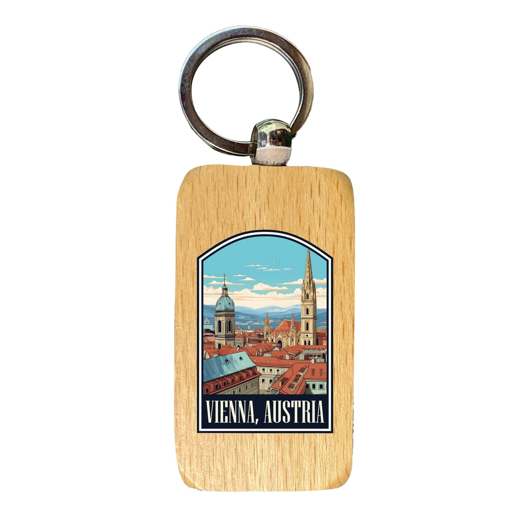 Vienna Austria Design B Souvenir 2.5x1-Inch Souvenir Wooden Keychain Image 1