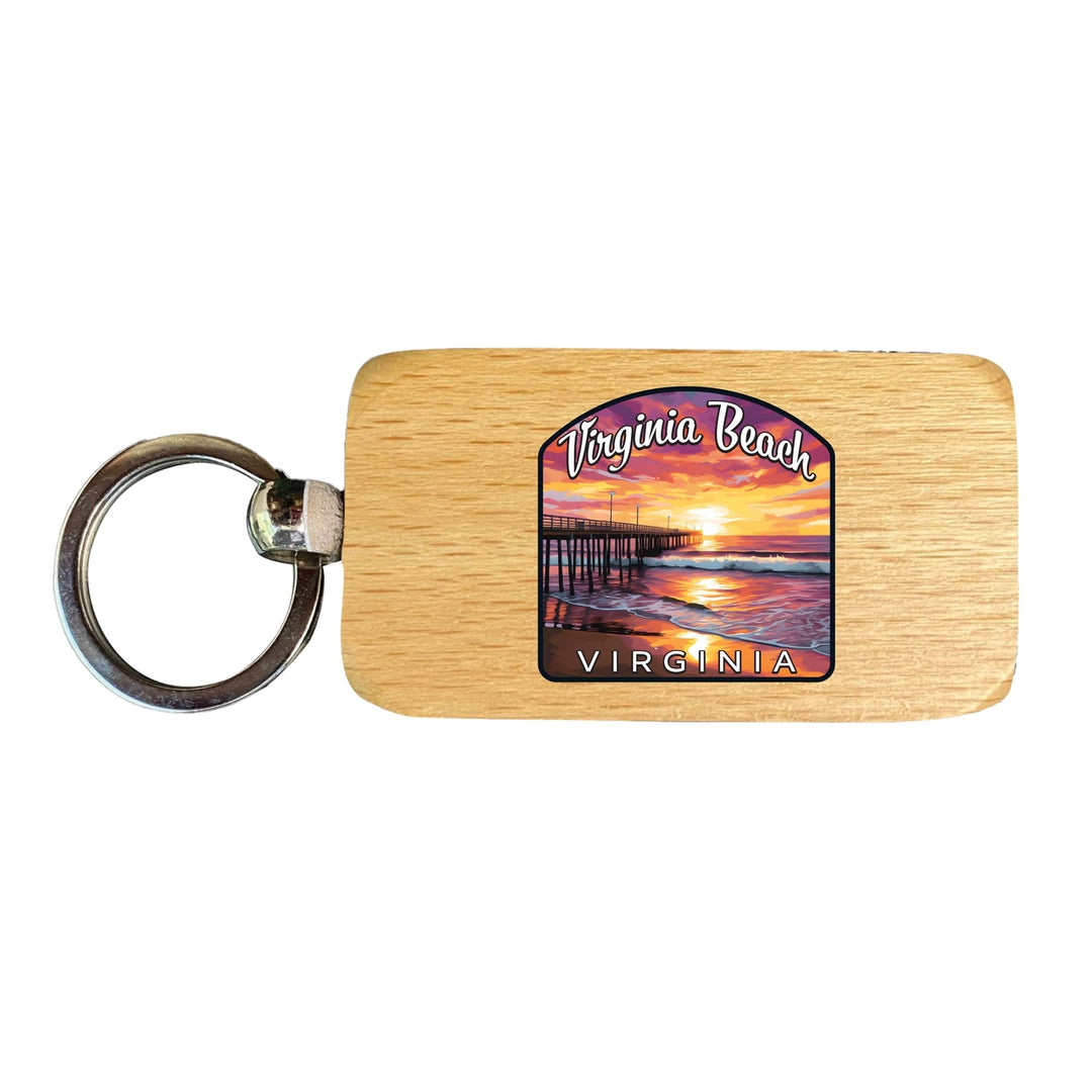 Virginia Beach Viginia Design A Souvenir 2.5x1-Inch Souvenir Wooden Keychain Image 1