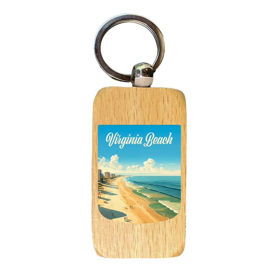 Virginia Beach Virginia Design B Souvenir 2.5x1-Inch Souvenir Wooden Keychain Image 1