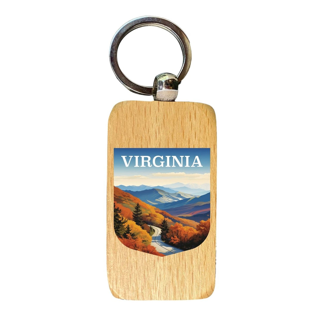 Virginia Design A Souvenir 2.5x1-Inch Souvenir Wooden Keychain Image 1