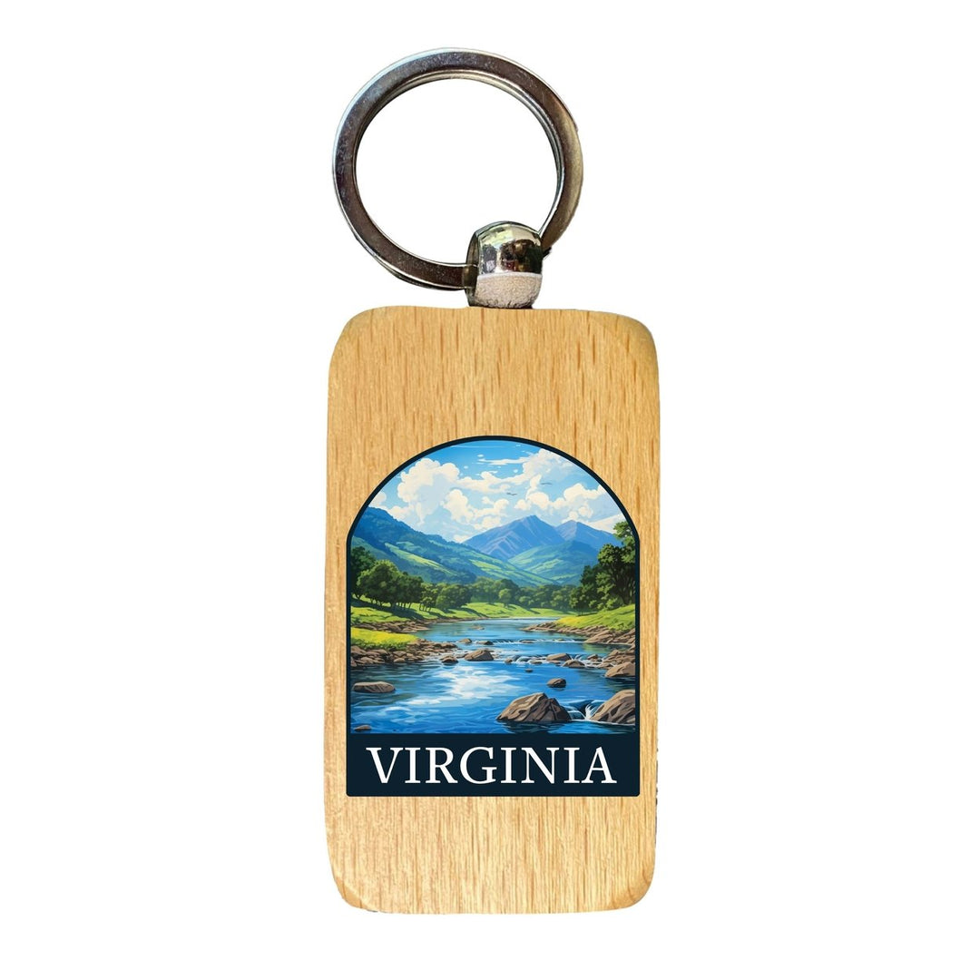 Virginia Design B Souvenir 2.5x1-Inch Souvenir Wooden Keychain Image 1