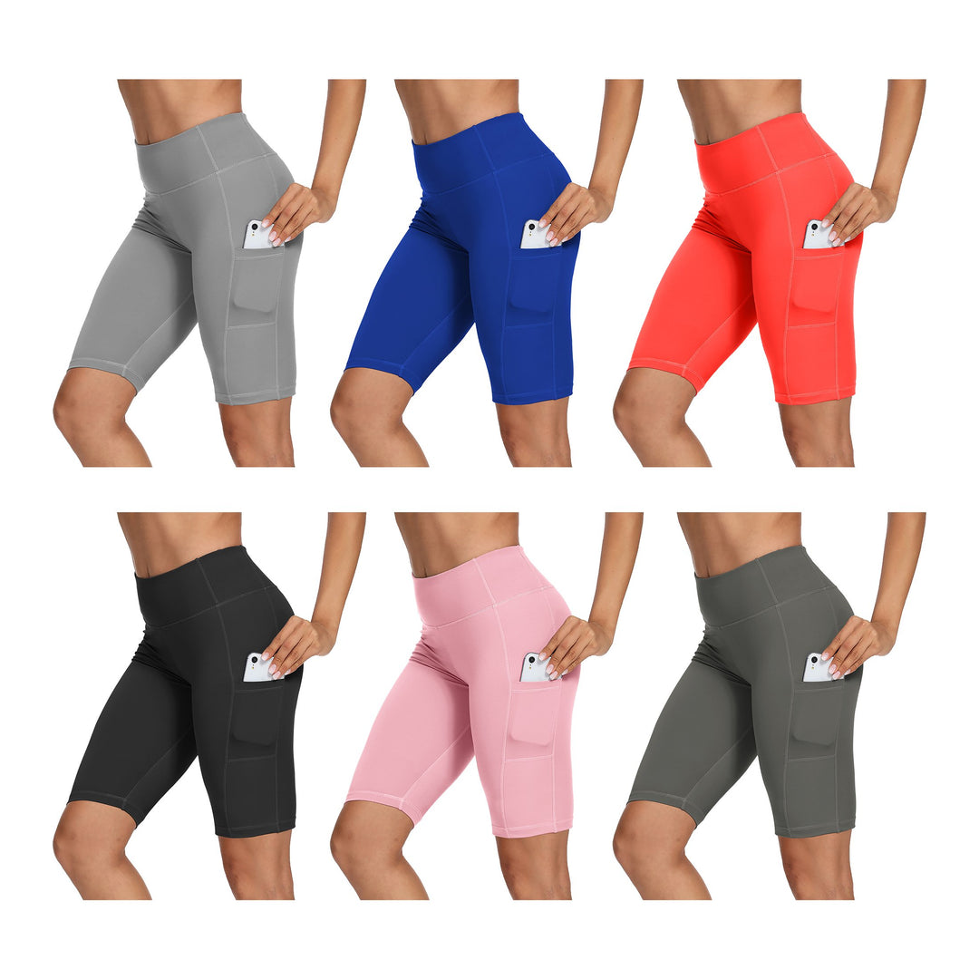 5-Pack Womens Comfortable Athletic Ultra-Soft High-Waist Stretchy Biker Shorts Image 6