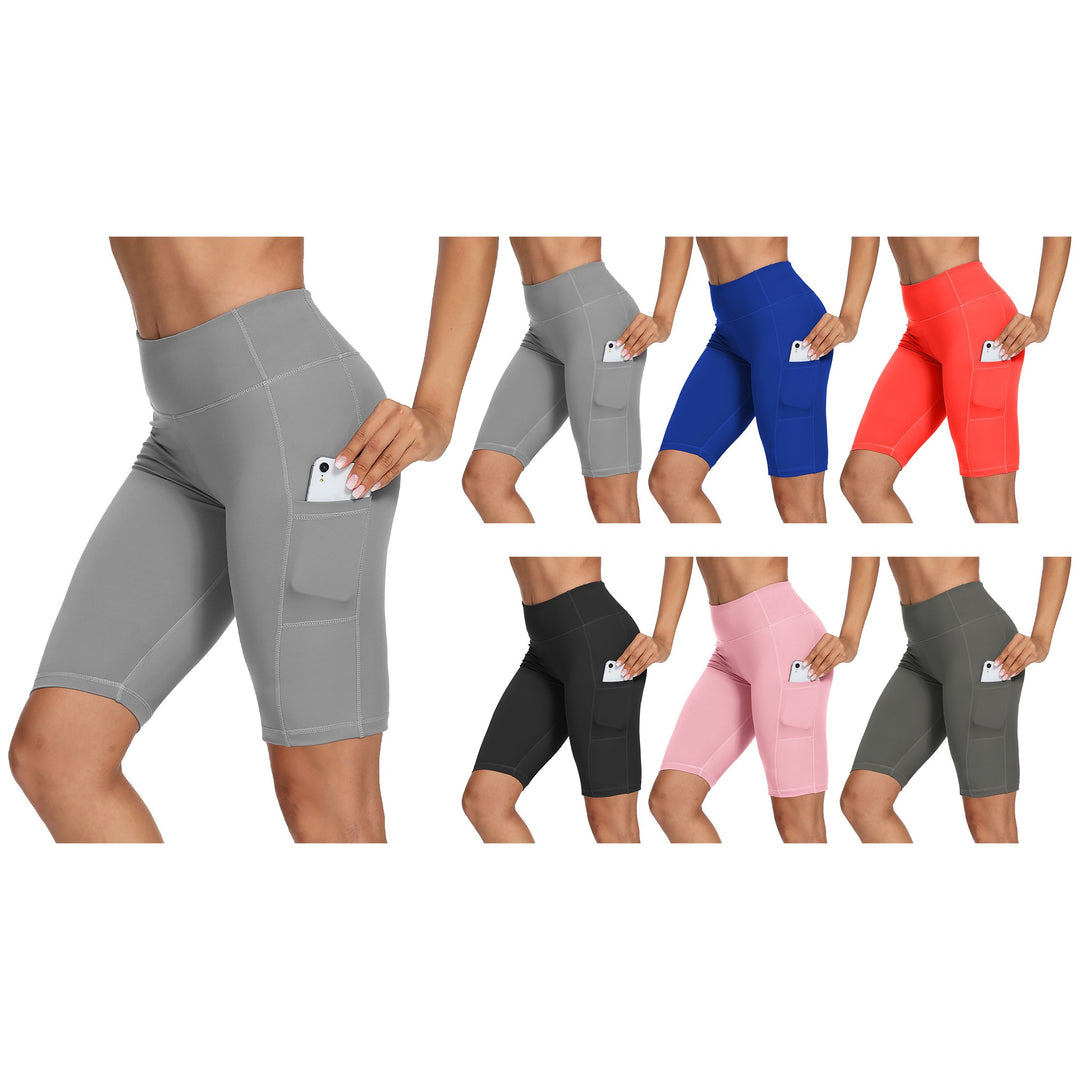 5-Pack Womens Comfortable Athletic Ultra-Soft High-Waist Stretchy Biker Shorts Image 8