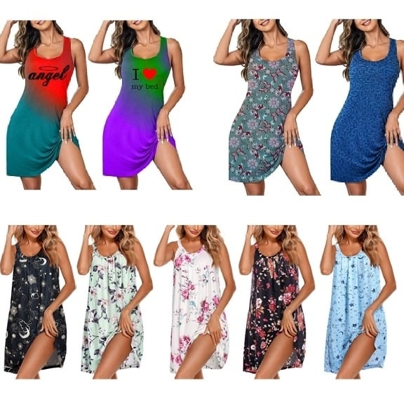 5-Pack Womens Soft Breathable Printed Camisole Sleep Shirt with Adjustable Straps Image 4