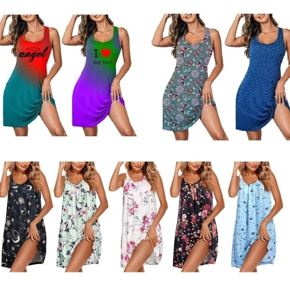 6-Pack Womens Soft Breathable Printed Camisole Sleep Shirt with Adjustable Straps Image 2