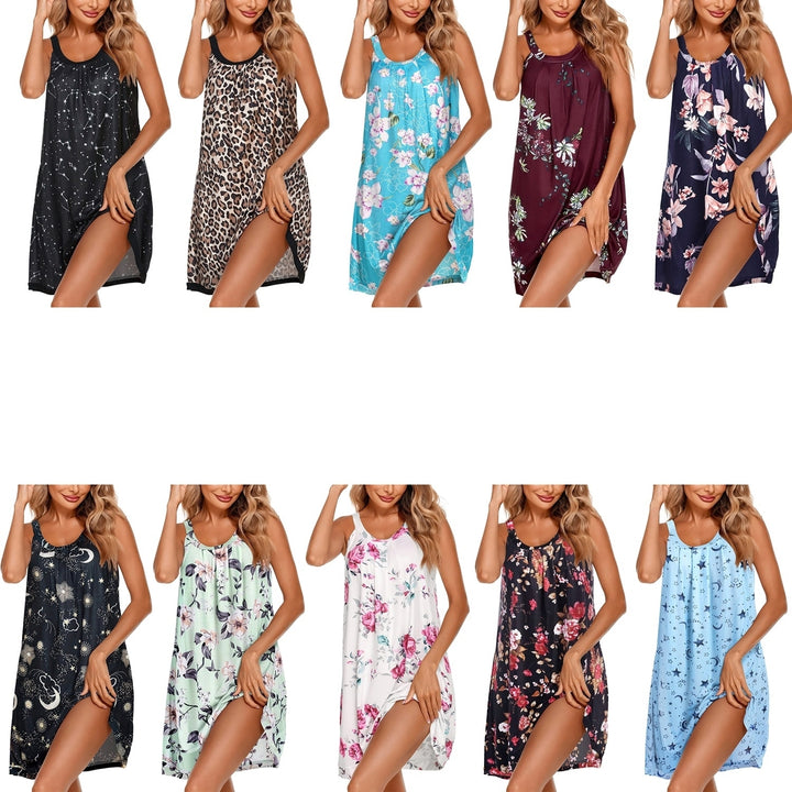 5-Pack Womens Soft Breathable Printed Camisole Sleep Shirt with Adjustable Straps Image 9