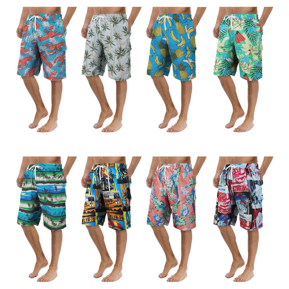 1-Pack Mens Quick Dry Printed Cargo Swim Shorts With Pockets Regular Flex Bathing Board Suits and Trunks Image 2