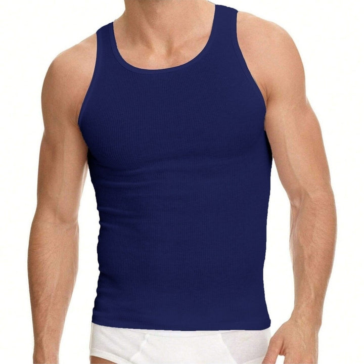 Mens Slim Fit Cotton Ribbed Tank Top Summer Wear Various Colors and Sizes Image 8