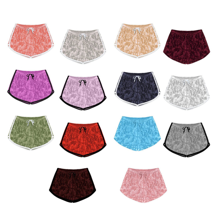 5-Pack Womens Soft Velour Velvet Drawstring Shorts Comfy Breathable Relaxed Fit Image 10