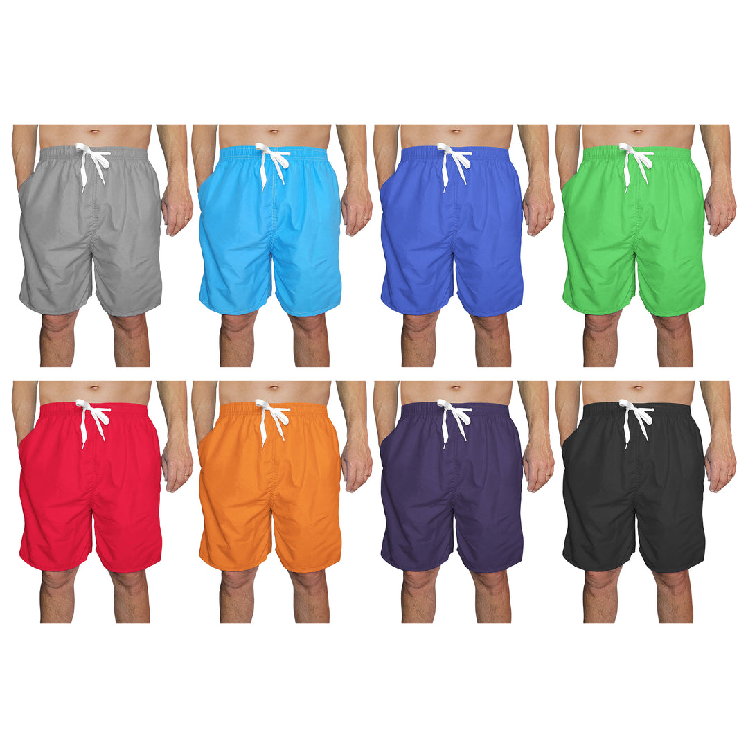 2-Pack Mens Quick Dry Swim Trunks with Pockets Solid Bathing Beachwear Flex Board Shorts Image 4