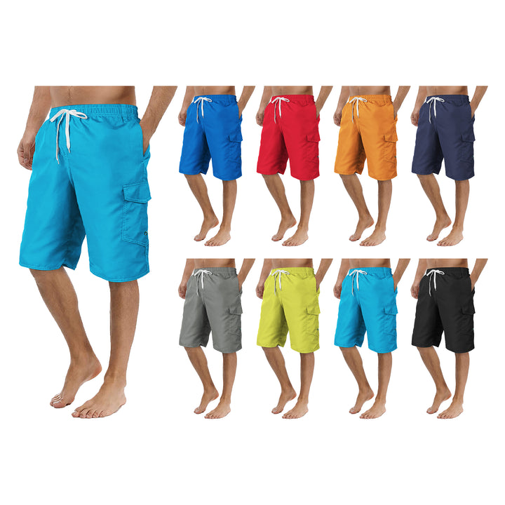 2-Pack Mens Quick Dry Swim Trunks with Pockets Solid Bathing Beachwear Flex Board Shorts Image 4