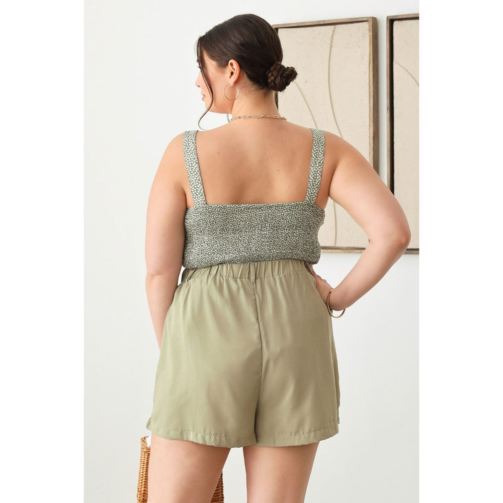 Zenobia Plus Size Half Elastic Waist Shorts with Pockets Image 2