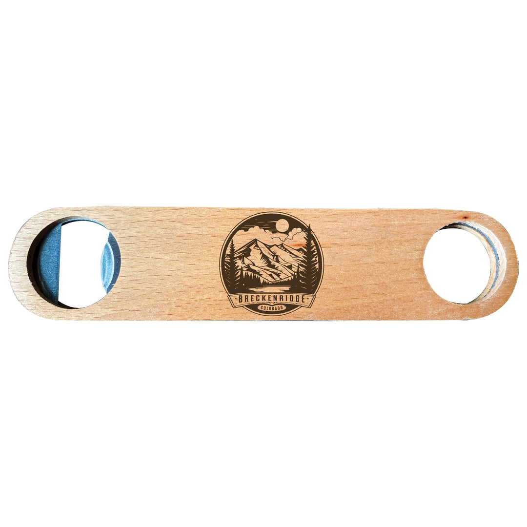 Breckenridge Colorado Souvenir Engraved Wooden Bottle Opener Image 1