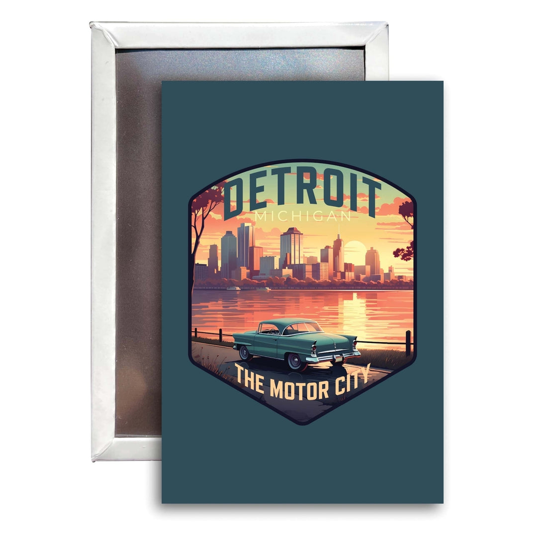 Detroit Michigan Design A Souvenir Refrigerator Magnet 2.5"X3.5" Image 1