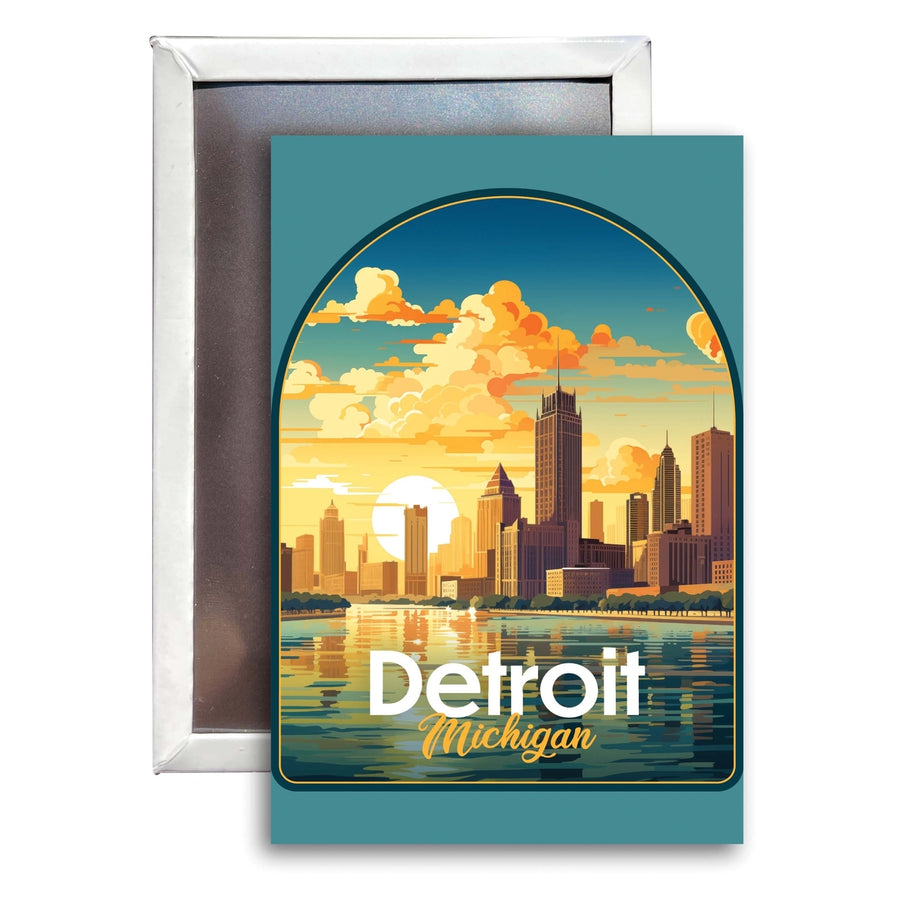 Detroit Michigan Design B Souvenir Refrigerator Magnet 2.5"X3.5" Image 1