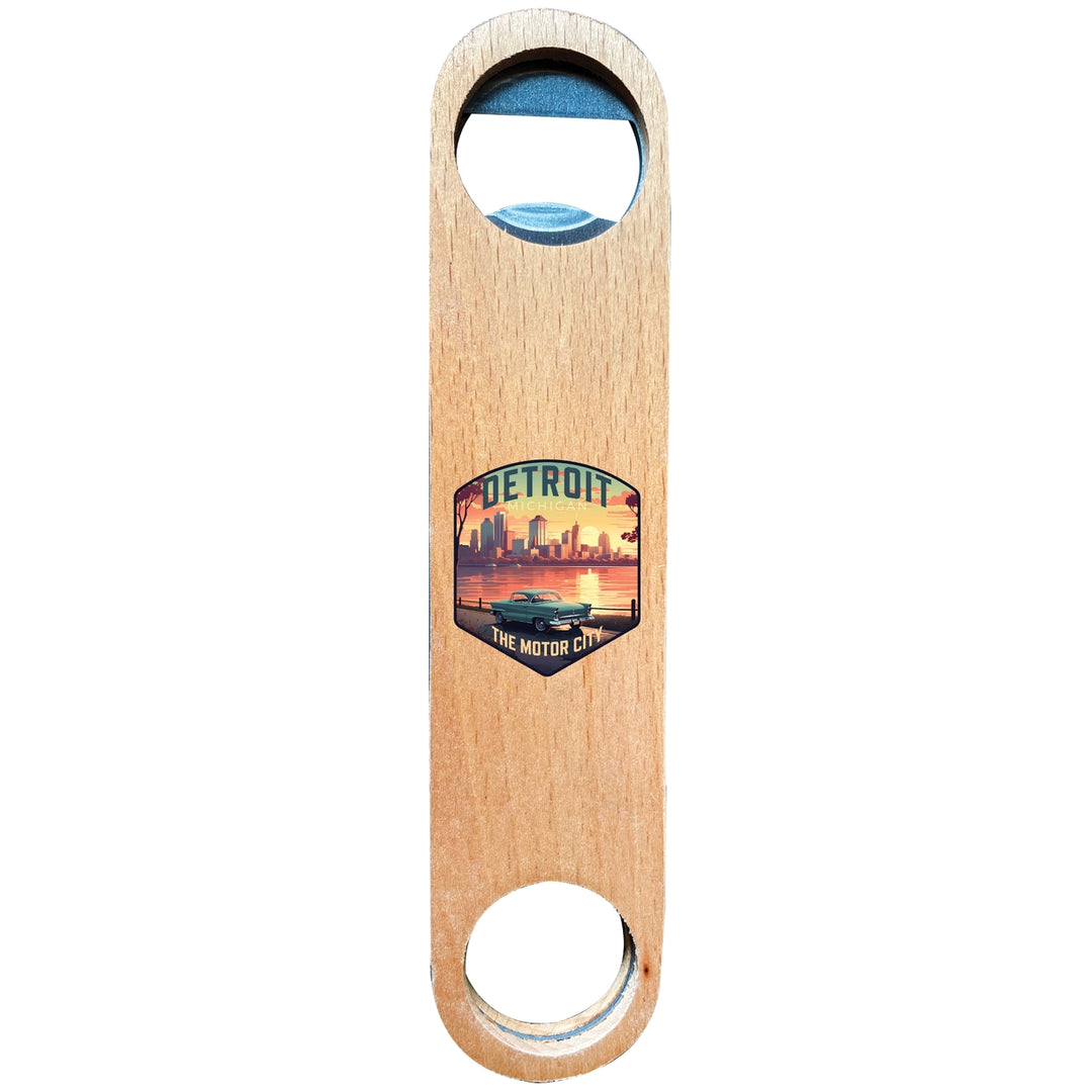 Detroit Michigan Design A Souvenir Wooden Bottle Opener Image 1