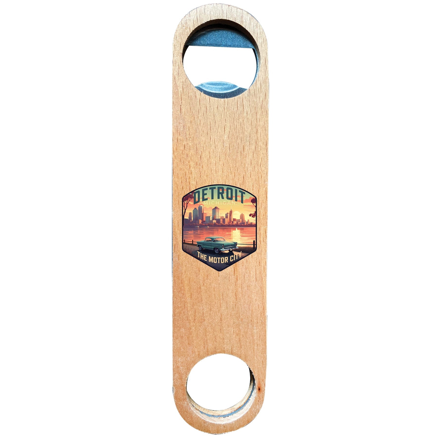 Detroit Michigan Design A Souvenir Wooden Bottle Opener Image 1