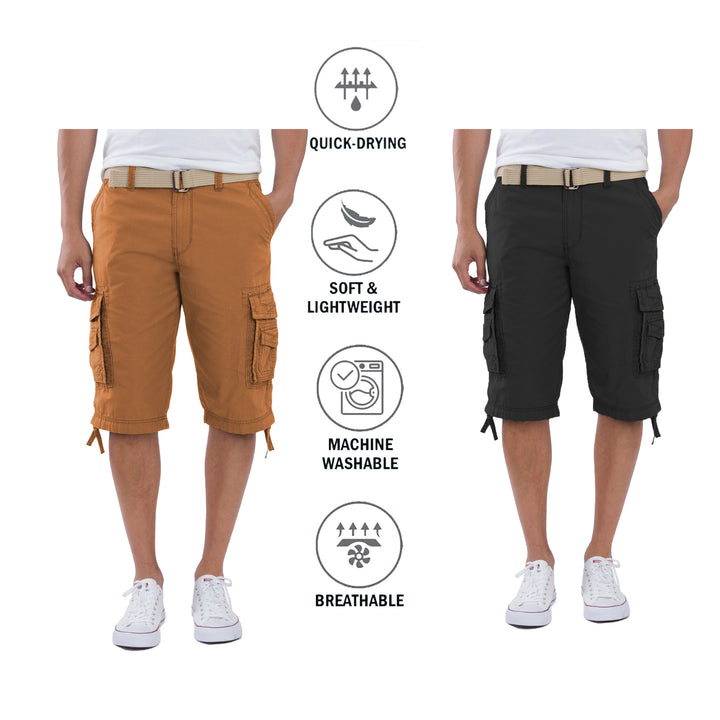 Mens Cargo Shorts 2-Pack Lightweight Utility Multi-Pocket Hiking Casual Wear Image 10