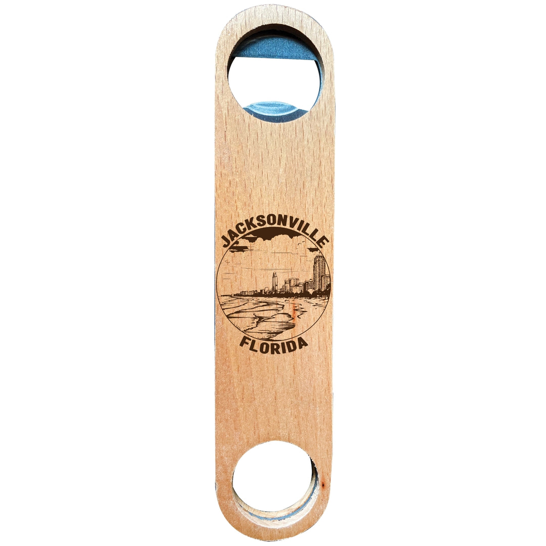 Jacksonville Florida Souvenir Engraved Wooden Bottle Opener Image 1