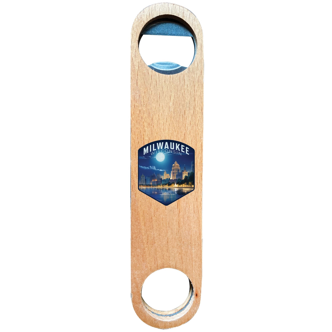 Milwaukee Wisconsin Design B Souvenir Wooden Bottle Opener Image 1