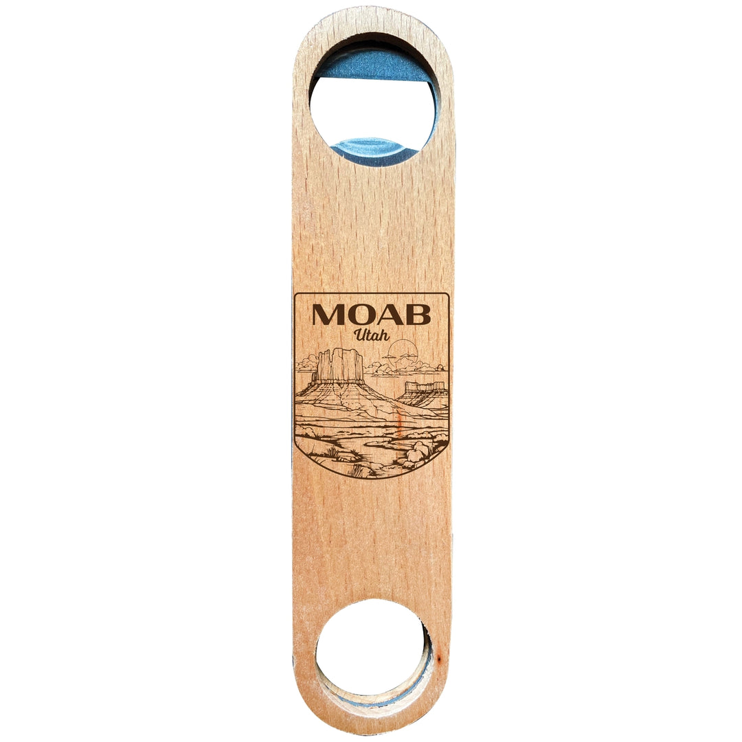 Moab Utah Souvenir Engraved Wooden Bottle Opener Image 1