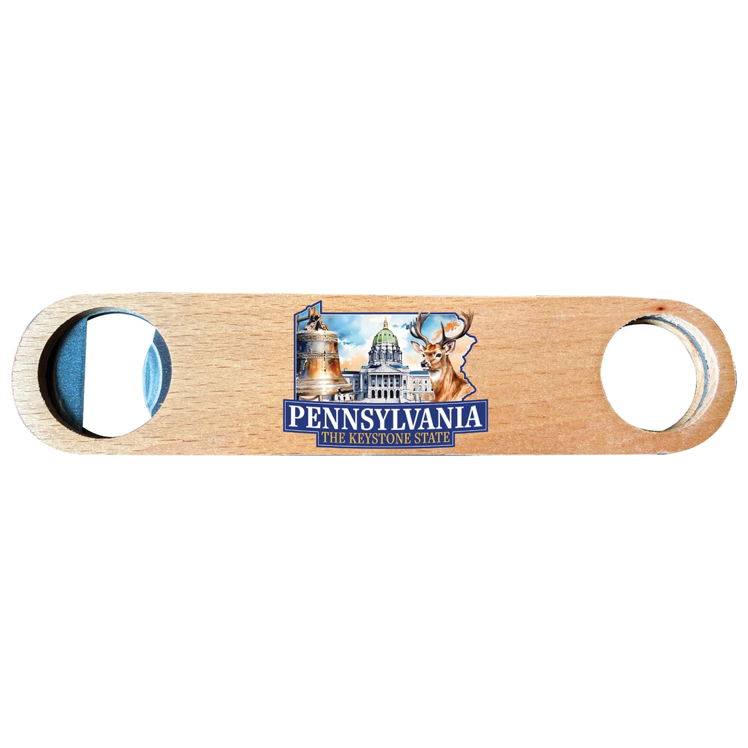 Pennsylvania Design D Souvenir Wooden Bottle Opener Image 1