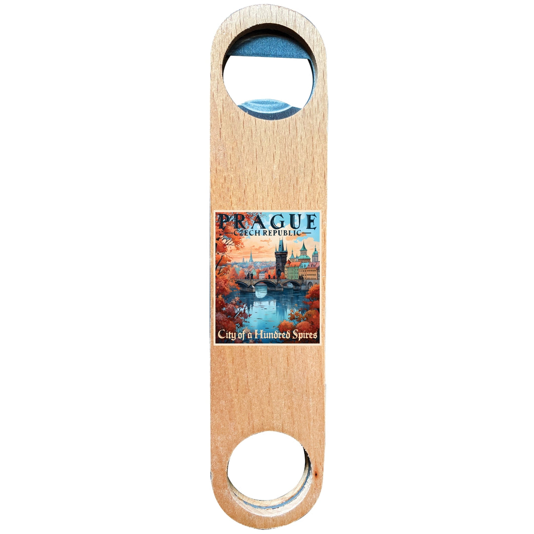 Prague Czech Republic Design A Souvenir Wooden Bottle Opener Image 1