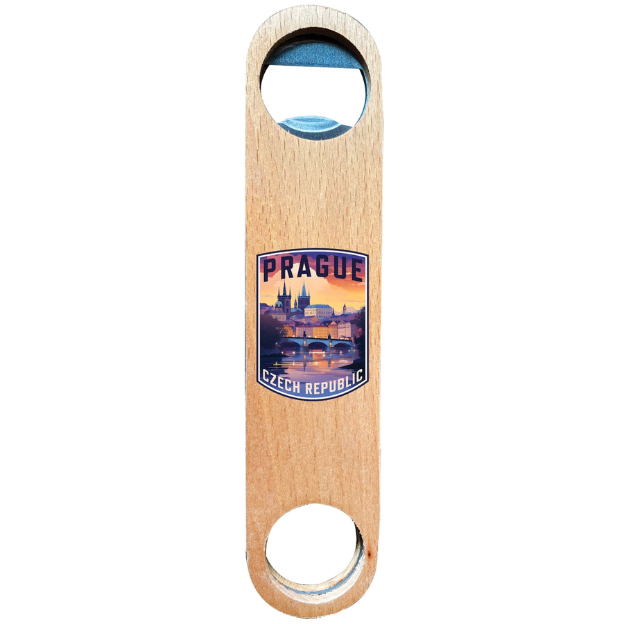 Prague Czech Republic Design B Souvenir Wooden Bottle Opener Image 1