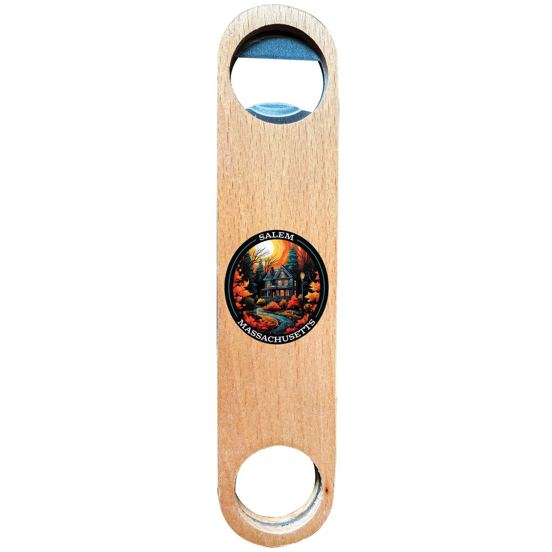 Salem Massachussettes Design B Souvenir Wooden Bottle Opener Image 1