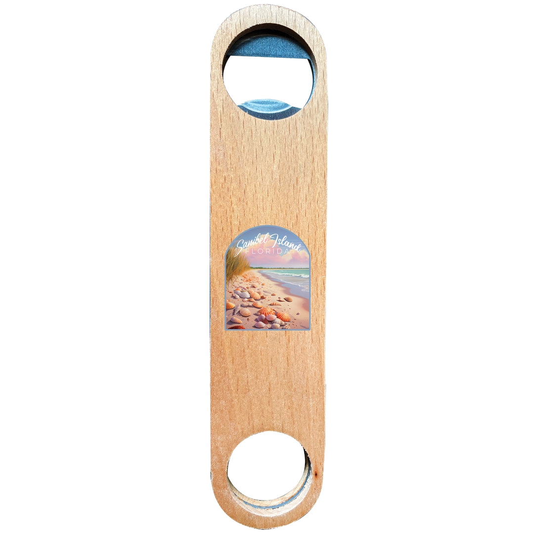 Sanibel Island Florida Design B Souvenir Wooden Bottle Opener Image 1