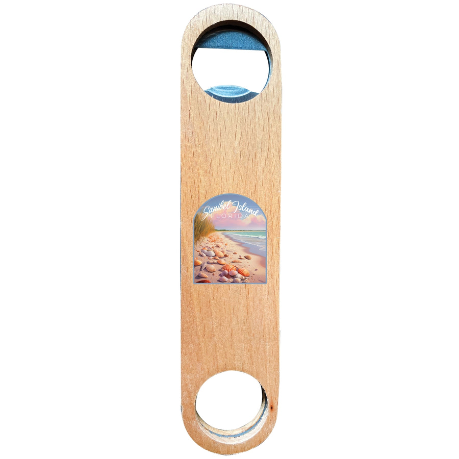 Sanibel Island Florida Design B Souvenir Wooden Bottle Opener Image 1